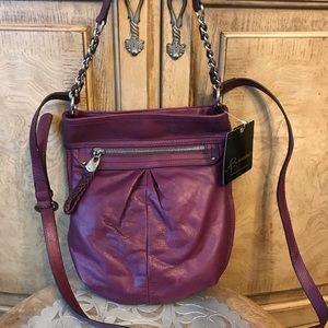 B Makowsky plum leather crossbody NWT